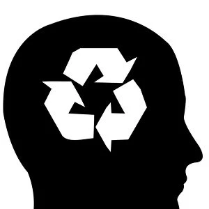 Head in profile with recycling symbol, illustration