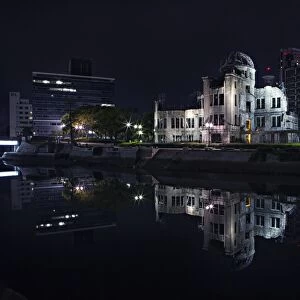 Hiroshima Genbaku Atomic Bomb Dome at night