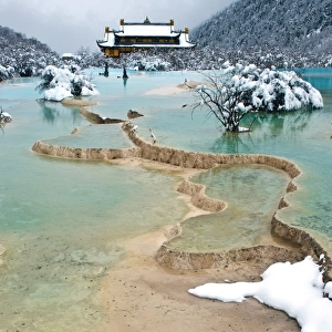 Huanglong Temple and Five-Colored Pool, Huanglong National Park, Sichuan Province, China
