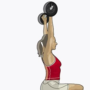 Illustration of performing overhead squat weight training exercise