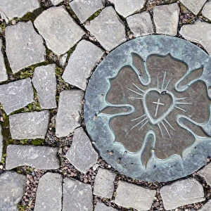 Luther Rose in the pavement, Eisleben, Saxony-Anhalt, Germany