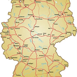 Map of Germany with all names of the main cities