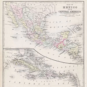 Map of Mexico and West Indies 1877