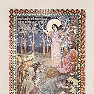 Religious painting angel speaking to apostles