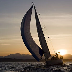 Sailboat at Sunset, Seattle, Washington