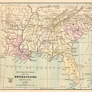 Souther States USA map 1881