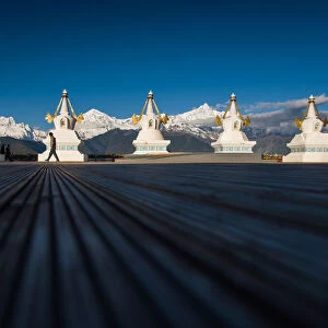Tibetan stupas and the snow mountain