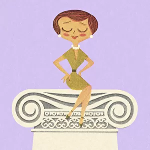 Woman Sitting on a Pedestal