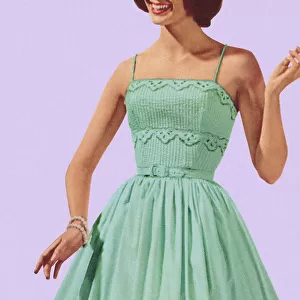 Woman Wearing Turquoise Dress