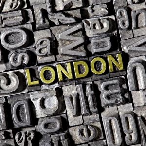 The word London, made of old lead type