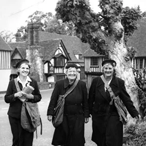 These 3 happy, jolly, laughing postwomen all work in the pleasant Kentish village