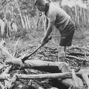 Lord Somers as axeman. On his 10 days hike with boy scouts through out back Victoria