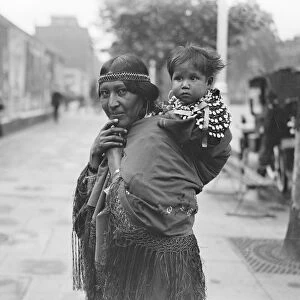 North American Indians arrive in England. An Indian beauty and child. 27 August 1923