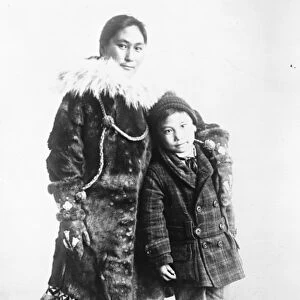 Sole survivor of Wrangel Island tragedy. Ada Blackjack, Eskimo seamstress, and her son