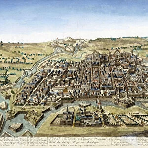 18th century engraving representing the city of Turin