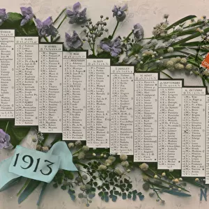 1913 calendar. Postcard sent in 1913