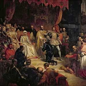 The Abdication of Charles V (1500-58) 1841 (oil on canvas)
