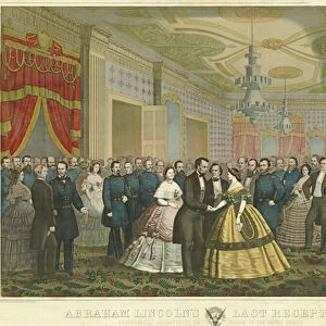 Abraham Lincolns Last Reception, pub. 1865 (hand-coloured litho)