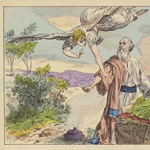 Abrahams sacrifice of Isaac (colour litho)