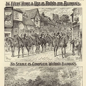 Advertisement for Ellimans Embrocation (engraving)