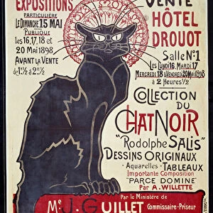 Advertising poster announcing the sale at Hotel Drouot in 1898 of the Cat Noir collection
