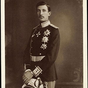 Ak S. K. H. Crown Prince Boris of Bulgaria, uniform with breast stars (b / w photo)