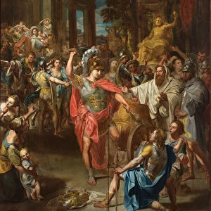 Alexander cuts the Gordian knot (oil on canvas)