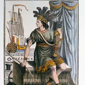 Allegory of America, frontispiece of Encyclopedie des Voyages, engraved by J