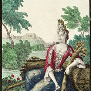 Allegory of Summer, late 17th century (coloured engraving )