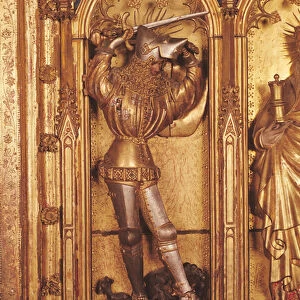 Altarpiece of the Crucifixion, detail of St. George from the left panel, from the Church of Chartreuse de Champmol, c. 1391 (gilded wood)