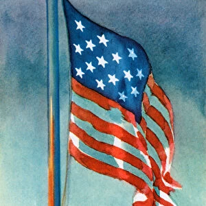 American Flag Flying Over Fort McHenry, 1941 (screen print)