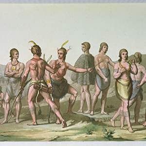 American indians from South Carolina, c. 1820 (coloured engraving)