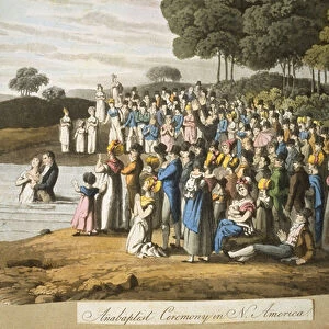 Anabaptist Ceremony in North America (colour litho)