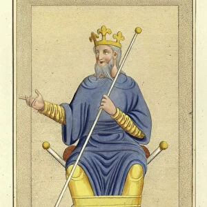 The Anglo-Saxon monarch of the 8th Century in a habit of state (coloured engraving)