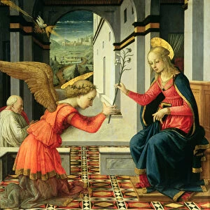 The Annunciation (tempera on panel) (detail of 225657)