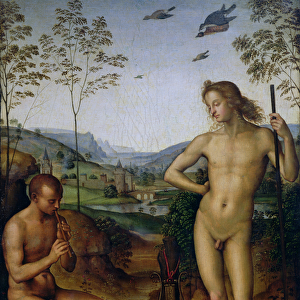 Apollo and the Shepherd Daphnis?, c. 1490-1500 (oil on panel)