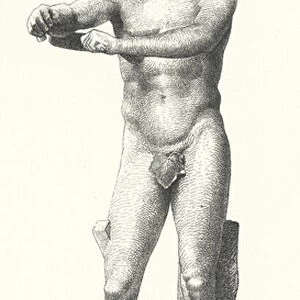 Apoxyomenos, statue of an athlete scraping sweat and dust off his body with a strigil (engraving)