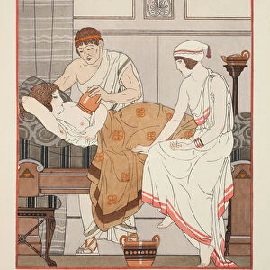 Applying a suction to the breast, illustration from The Works of Hippocrates