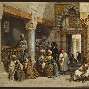 Arabic Figures in a Coffee House, 1870 (pencil on paper)