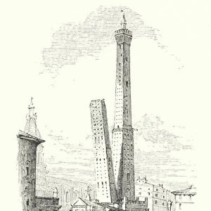 The Asinelli and Garisenda Towers, Bologna (engraving)