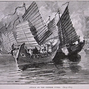 Attack on the Chinese Junks in 1841 (litho)