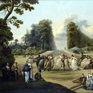 Ball in the Tivoli Gardens, Paris - Peinture de Francois Louis Joseph Watteau (1758-1823)