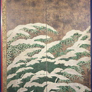 Bamboo in snow, c. 1600 (ink, colours, gold and silver on paper)
