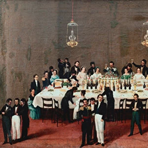 Banquet in honor of General Antonio Leon in Oaxaca, Mexico Painting of the Mexican