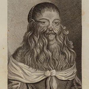 Barbara van Beck, German entrepreneur and celebrity who suffered from hypertrichosis (engraving)