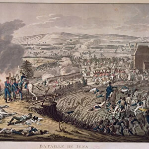 The Battle of Jena, with the villages of Klein-Romstedt, Hermstedt and Stobra in the background (aquatint)