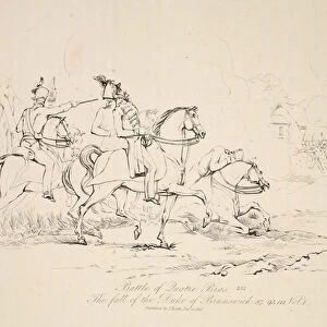 Battle of Quatre Bras: The fall of the Duke of Brunswick, pub. J. Booth, 1816 (engraving)