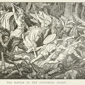 The battle in the Teutoburg Forest (engraving)