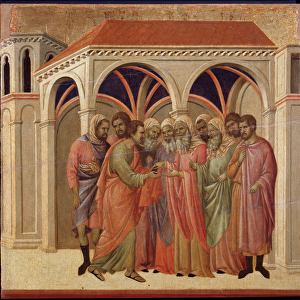 The betrayal of Judas. Maesta altarpiece (tempera and gold on wood, 1308-1311)