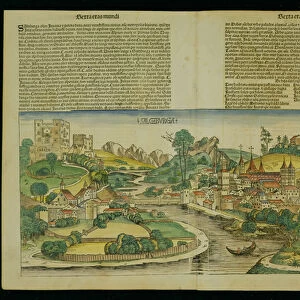 Birds Eye View of Salzburg from the Nuremberg Chronicle by Hartmann Schedel